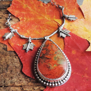 Maple Leaves Red Jasper Necklace