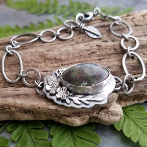 handmade flower bracelet with moss agate