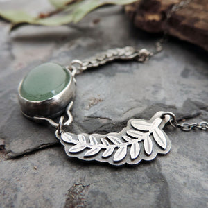 Moss Aquamarine Leafy Branch Necklace