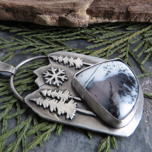 Snow in the Mountains Dendritic Opal Necklace