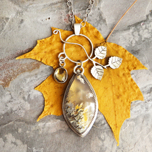 North Ridge Plume Agate and Citrine Aspens Necklace