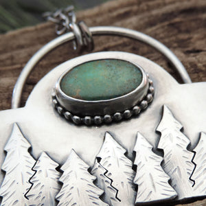 Pine Tree Forest with Sky Song Turquoise Necklace