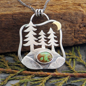 Trio of Pines Turquoise Pendant Necklace