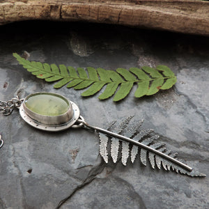 green gemstone fern leaf pendant necklace