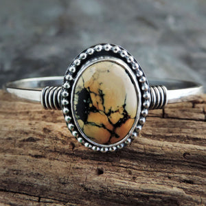 Golden Silver Peak Variscite Cuff Bracelet