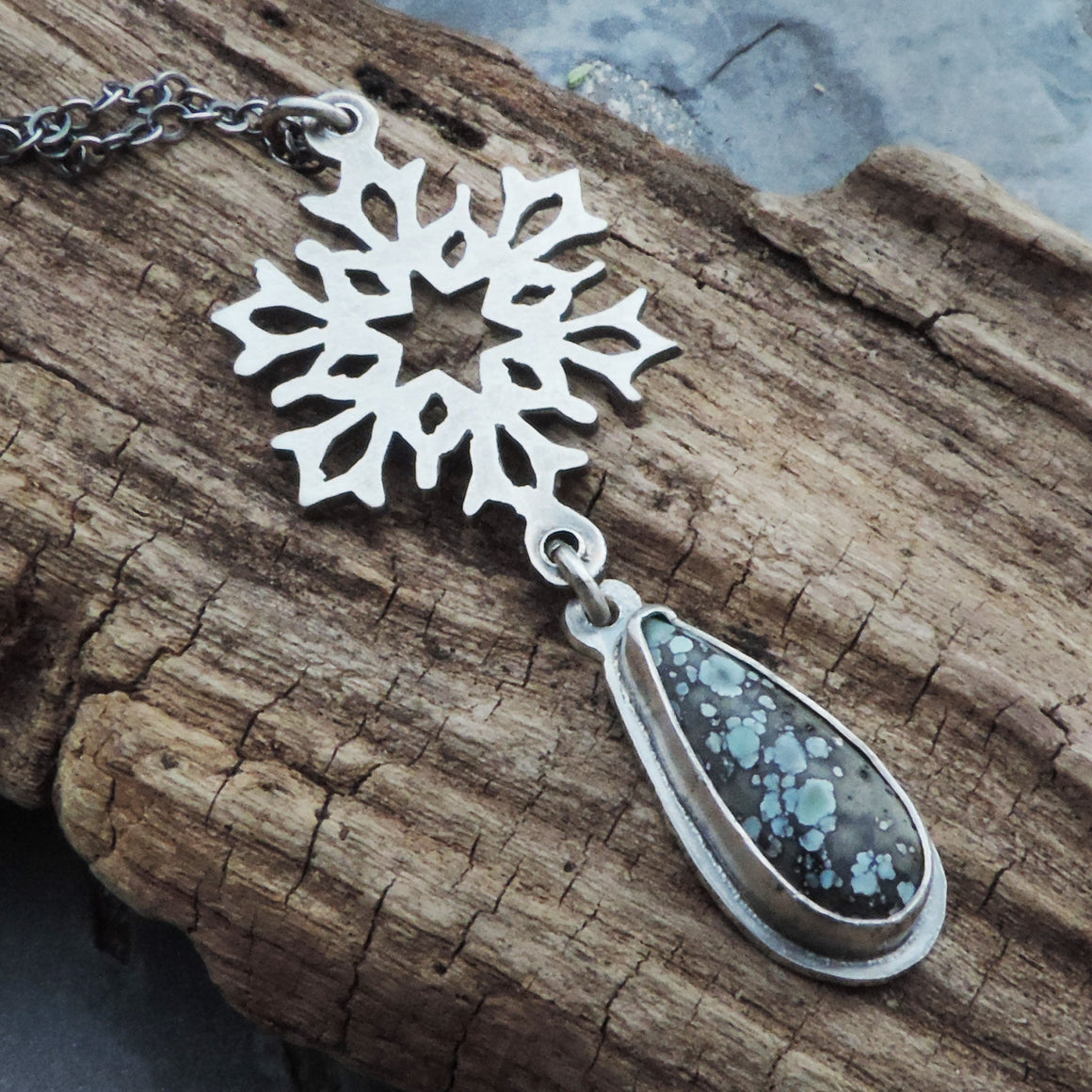 Star Fox Variscite Silver Snowflake Necklace