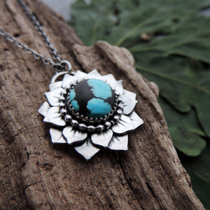 Small Flower Pendant with Hubei Turquoise Center