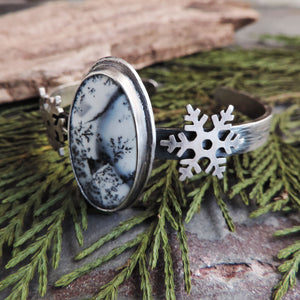 Snowflake Cuff Bracelet with Dendritic Opal
