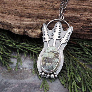 rustic woodland pine tree variscite necklace