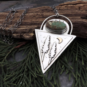 Triangle Pine Tree Treasure Mountain Turquoise Necklace