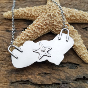 Triple Sea Glass Seashell Necklace