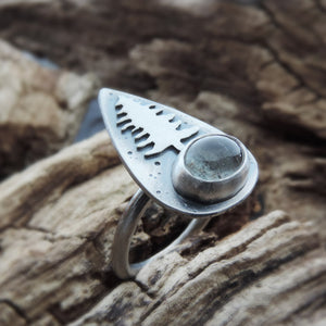 sterling silver gemstone pine tree ring