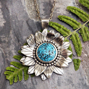 sterling silver turquoise flower pendant