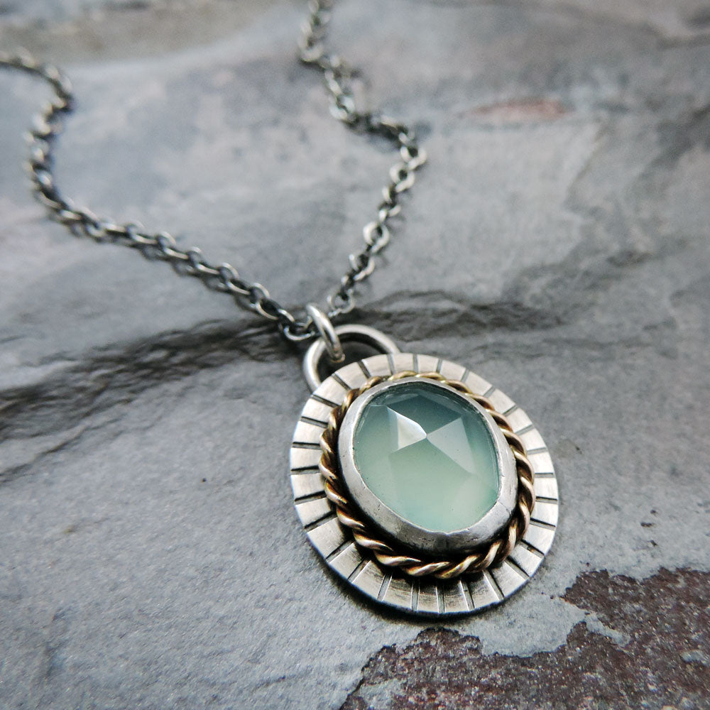 aqua chalcedony gemstone pendant