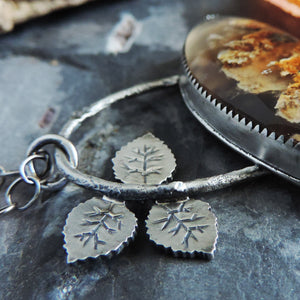 Aspen Leaves Arched Plume Agate Necklace