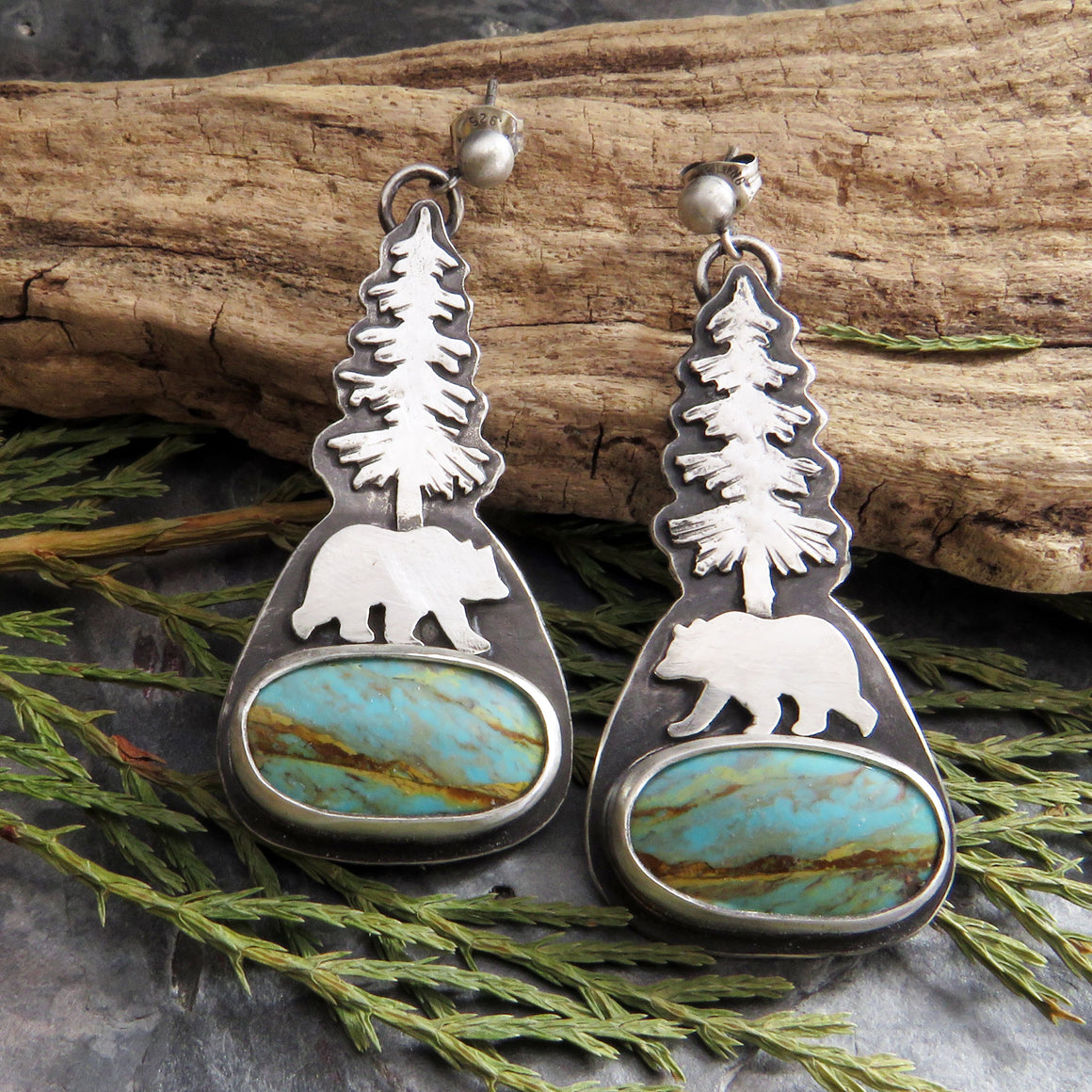 grizzly bear turquoise earrings