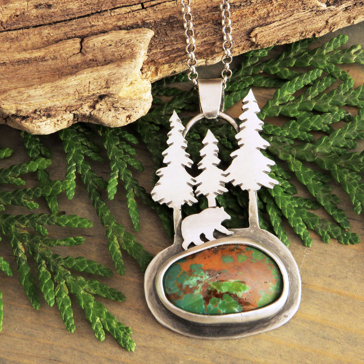 Bear in the Pines Rising Phoenix Turquoise Necklace