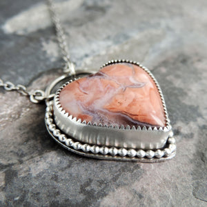 Cotton Candy Agate Heart Necklace