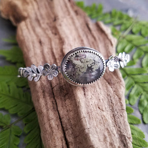 Flower Garden Indonesian Moss Agate Cuff Bracelet