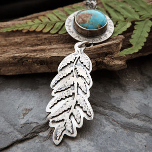 handmade botanical necklace with turquoise stone