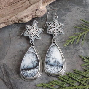 Dendritic Opal Snowflake Earrings