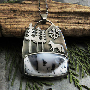 Fox in the Mountains Dendritic Opal Necklace