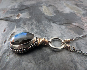 Gold Wrapped Labradorite Necklace