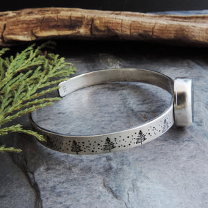 pine tree silver cuff bracelet