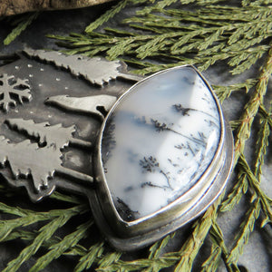 RESERVED Howling Wolf Dendritic Opal Necklace