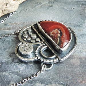 Red Laguna Agate Abstract Necklace