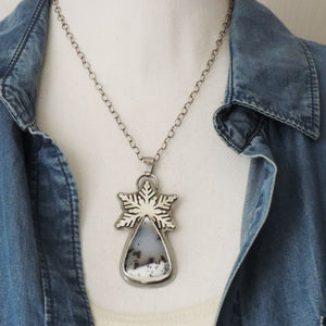 Snowflake Necklace with Dendritic Opal