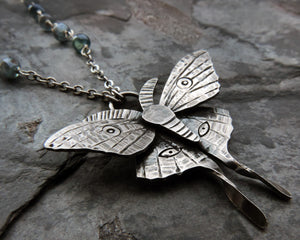 flying insect luna moth necklace