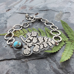 handmade fern bracelet with organic links