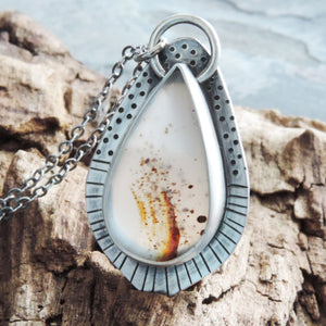 Montana Agate Textured Pendant Necklace