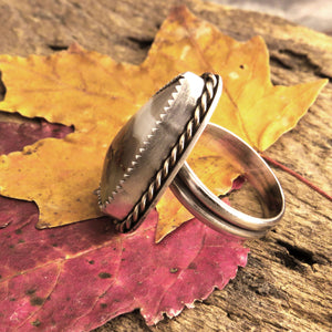 Moroccan Plume Agate Ring - Size 7