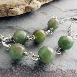 Botanical Pine Branch Pendant with Moss Agate