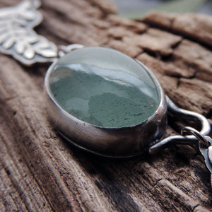 Moss Aquamarine Leafy Branch Necklace