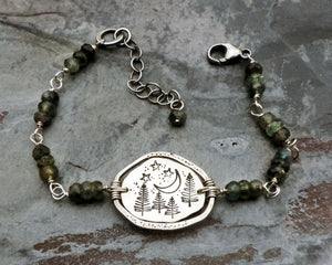 Starry Sky and Pine Trees Organic Bracelet
