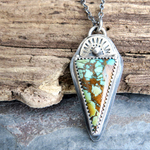 Triangle Rising Phoenix Turquoise Pendant Necklace