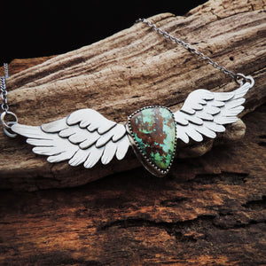 handmade angel wings with turquoise necklace