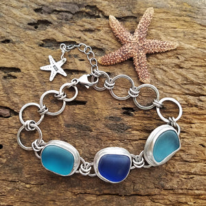 Triple Sea Glass Bracelet