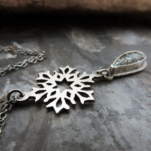 Star Fox Variscite Silver Snowflake Necklace