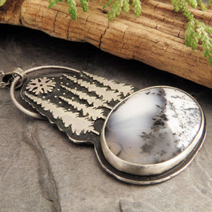 Five Pines in Winter Dendritic Opal Necklace