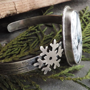 Snowflake Cuff Bracelet with Dendritic Opal