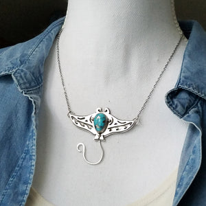 Stingray Pendant Necklace with Whitewater Turquoise