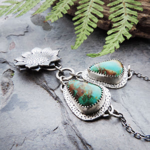 Sunflower Pendant with Tyrone Turquoise Chain Accents