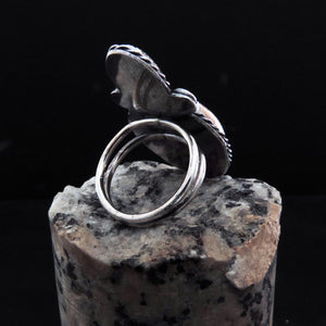 White Buffalo and Turquoise Ring - Size 8
