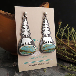 sterling silver turquoise bear post earrings