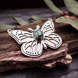 Butterfly Necklace with Variscite Gemstone