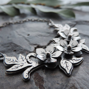 botanical nature inspired flower necklace